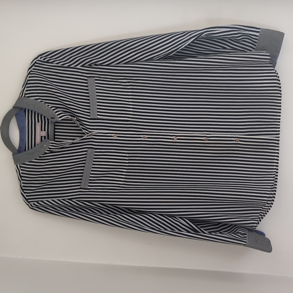 Medium Banana black and white striped PJ blouse